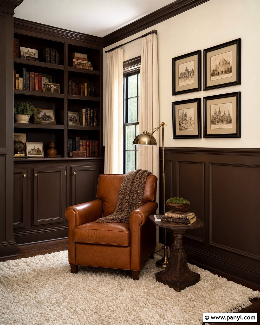 Chocolate Brown And Cream Two Color Wall - 25 2 Color Wall ideas