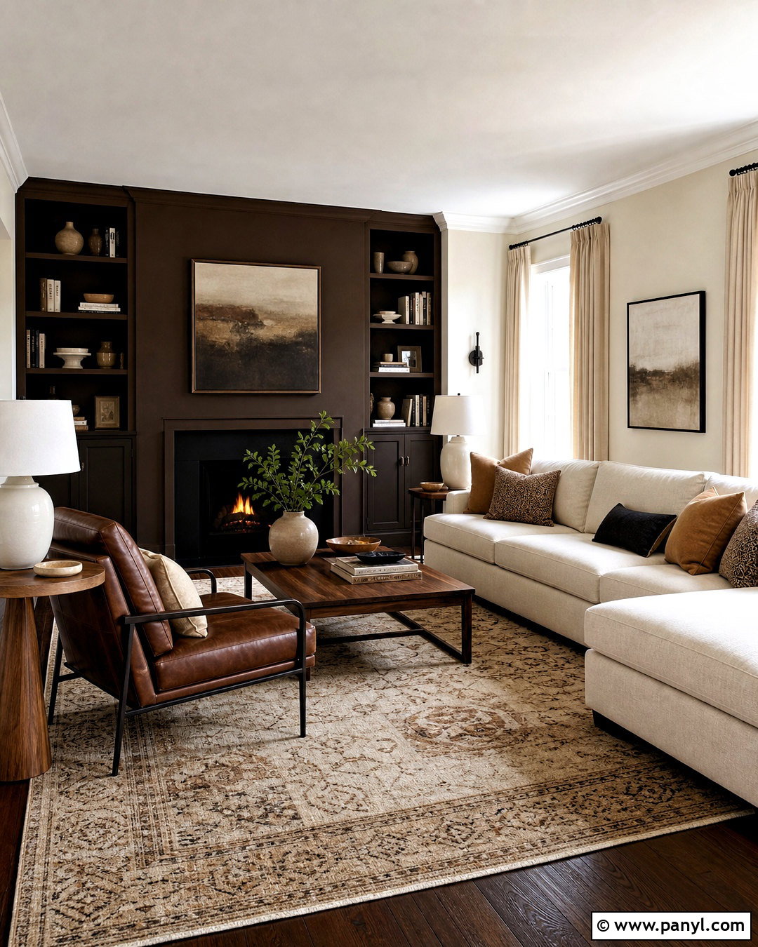 Chocolate Brown And Cream Two Tone Living Room - 20 two tone room ideas