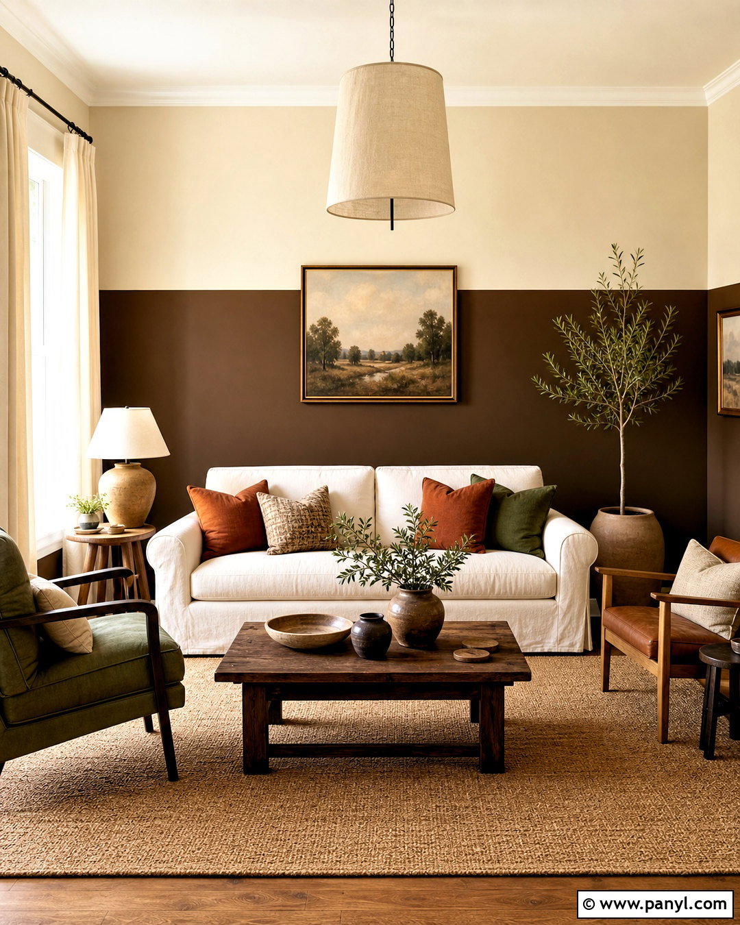 Chocolate Brown And Cream Two Tone Wall - 20 two tone wall paint ideas