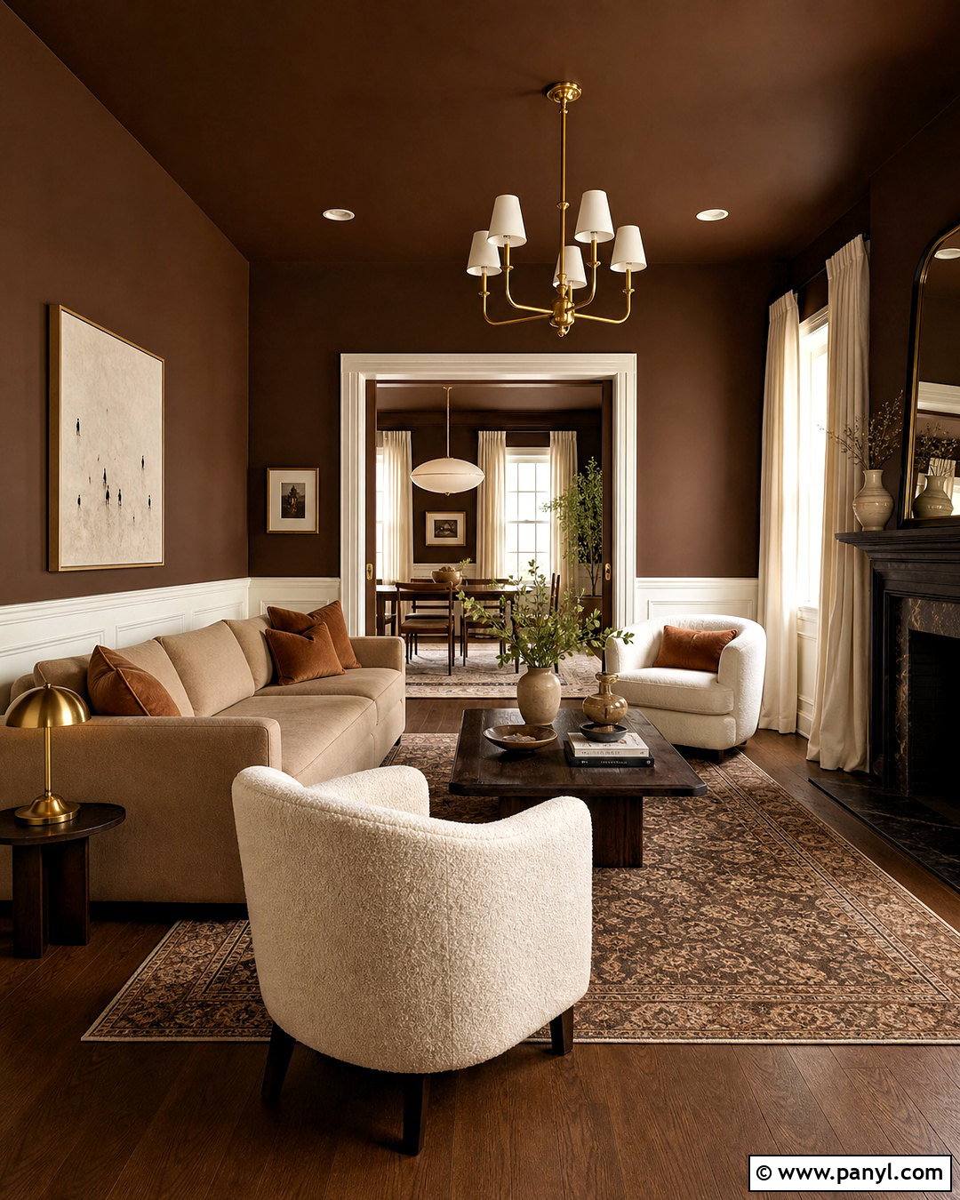 Chocolate Brown And Ivory Two Tone Living Room Walls - 20 two tone living room walls
