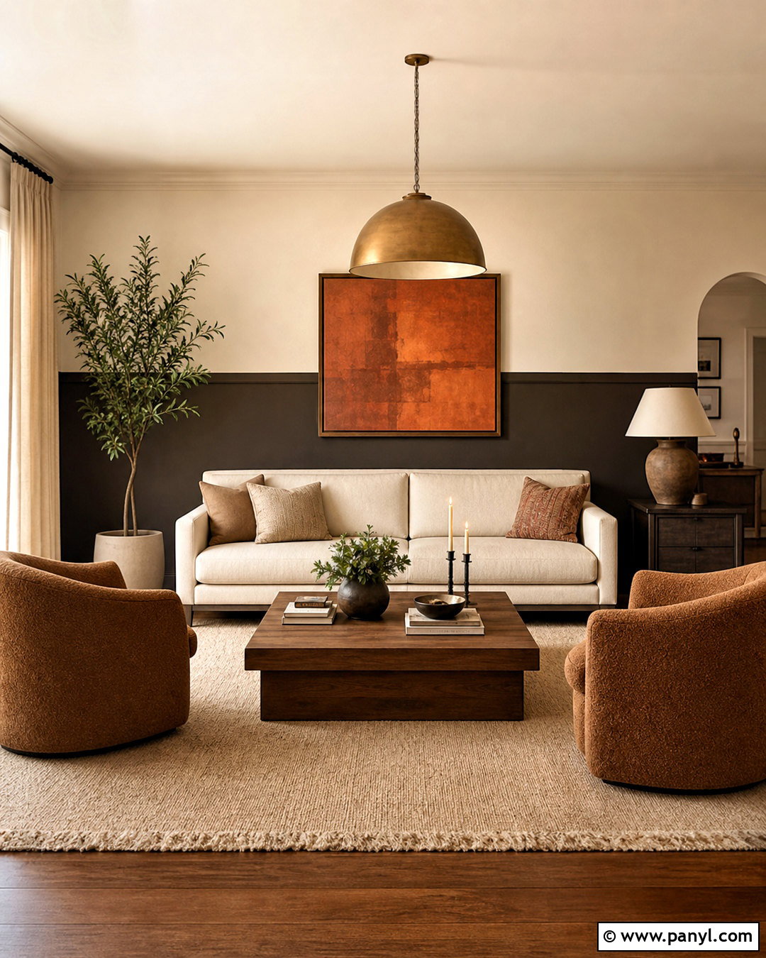 Chocolate Brown And Linen Split Wall Paint - 20 split wall paint color schemes