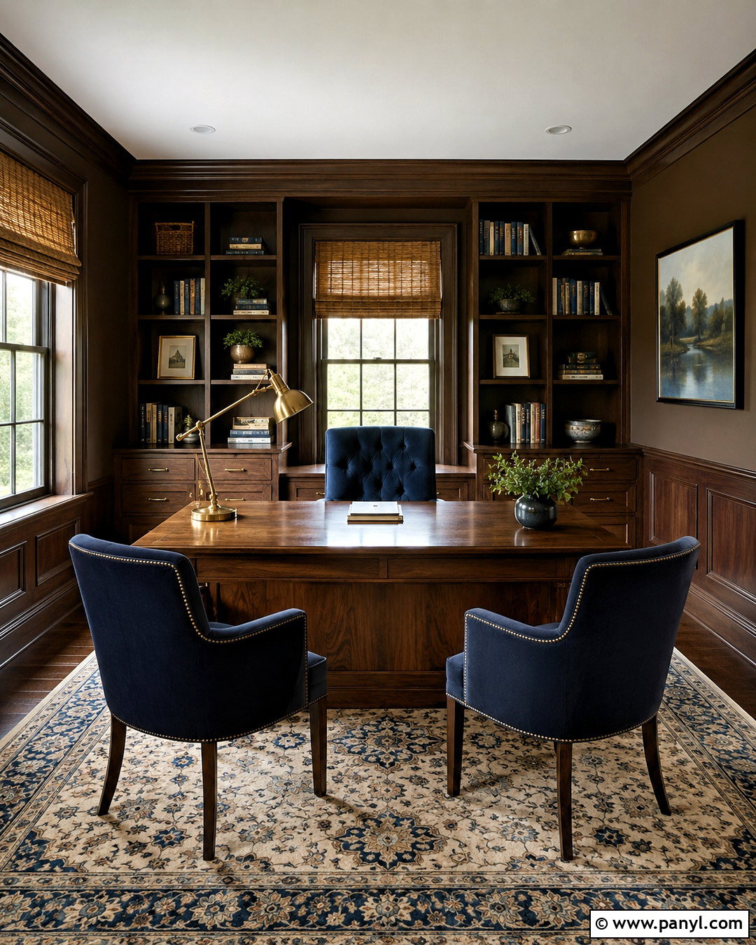 Chocolate Brown And Navy Home Office - 20 chocolate brown room ideas