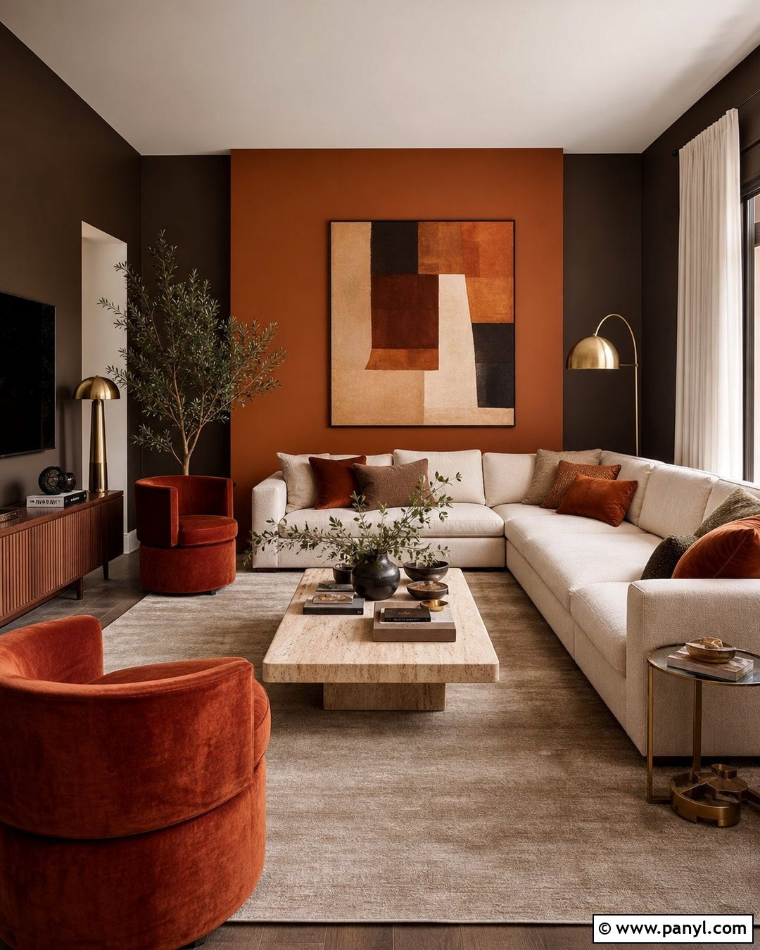 Chocolate Brown And Orange Living Room Wall - 20 Brown Orange Wall Color Ideas