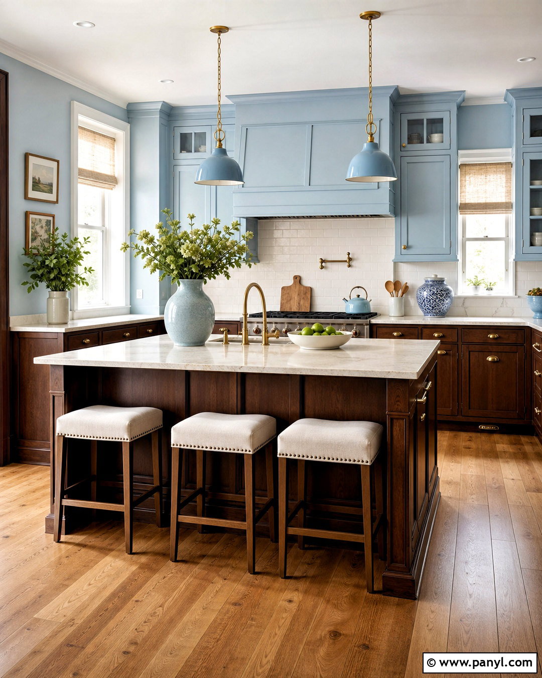 Chocolate Brown And Pale Blue Kitchen Color Combination - 20 kitchen colour combination ideas