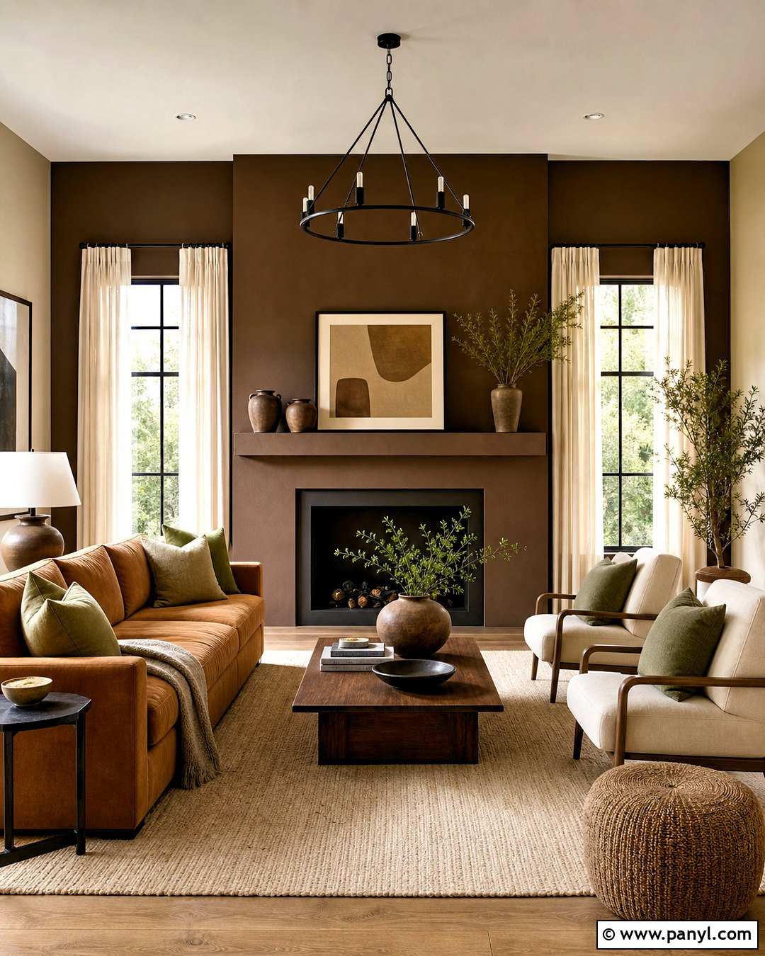 Chocolate Brown And Sand Living Room Walls - 20 two color wall ideas