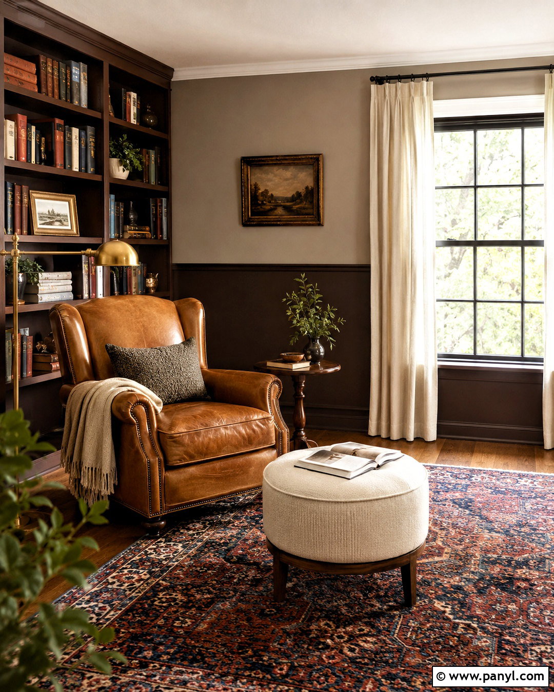 Chocolate Brown And Taupe Split Painted Reading Room Walls - 35 Split Painted Walls
