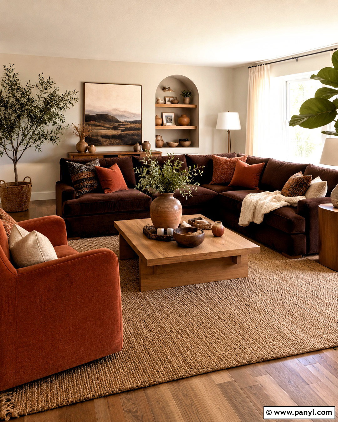 Chocolate Brown And Terracotta Living Room - 20 chocolate brown room ideas