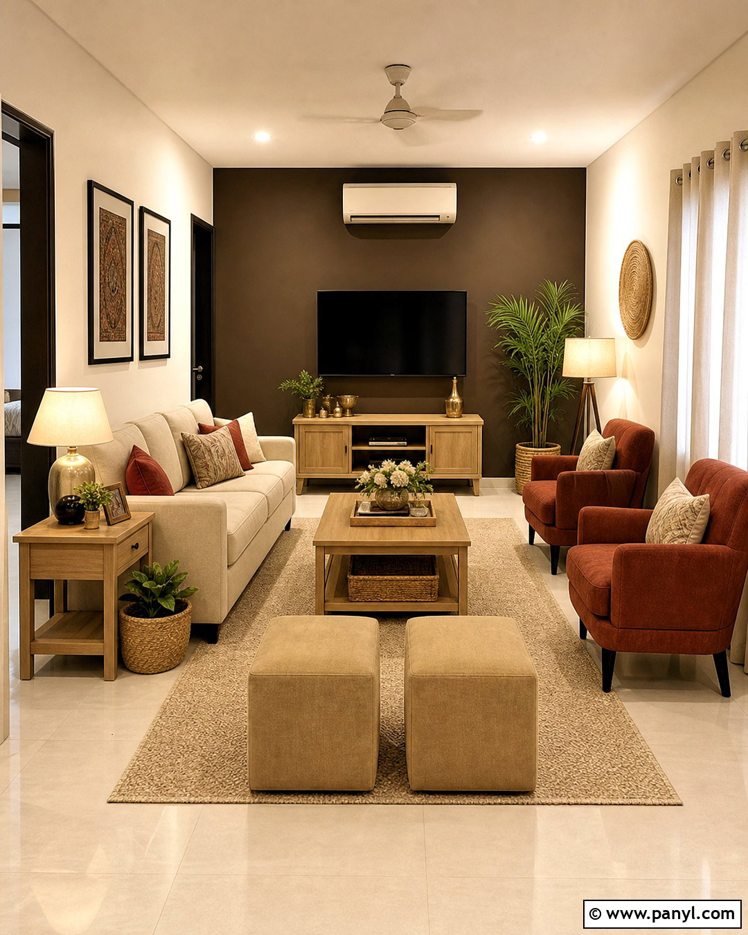 Chocolate Brown And Warm White Hall Paint - 20 hall colour paint living rooms indian ideas