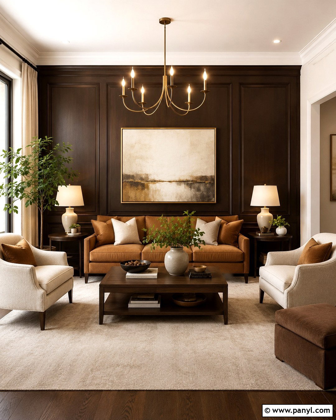 Chocolate Brown And Warm White Hall Walls - 20 Colour Combinations For Hall Wall Ideas
