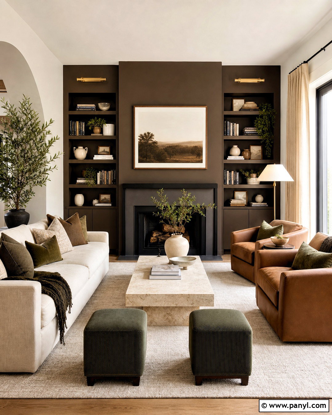 Chocolate Brown And Warm White Living Room Walls - 20 wall colour combinations living rooms