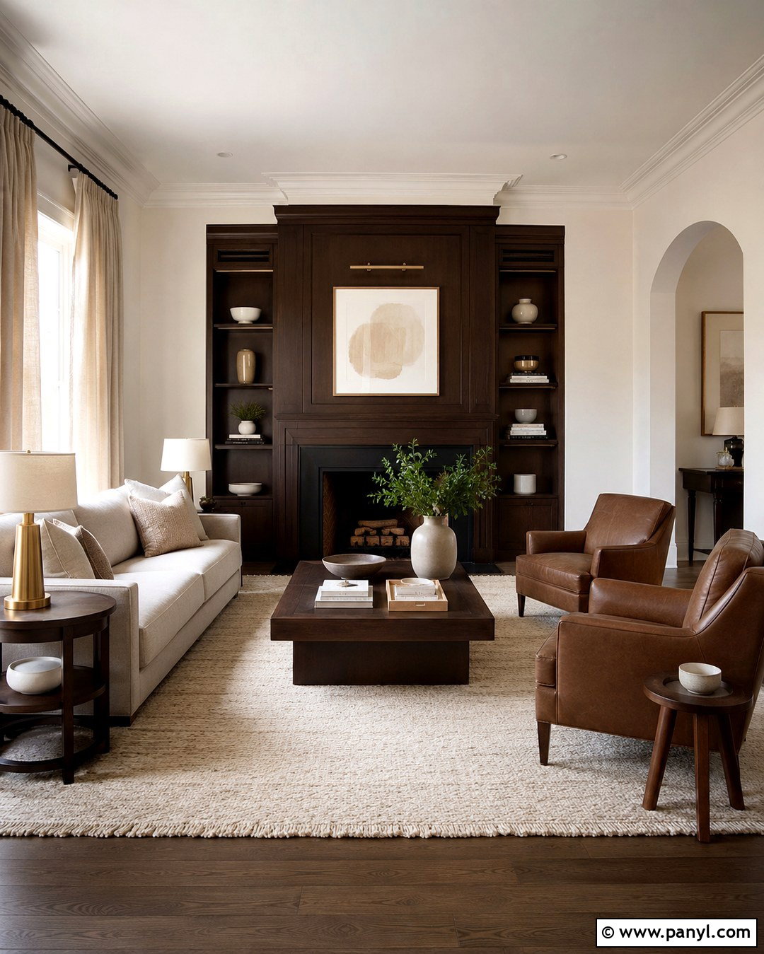 Chocolate Brown And Warm White Living Room Walls - 20 Living Room Color Combination Wall Ideas