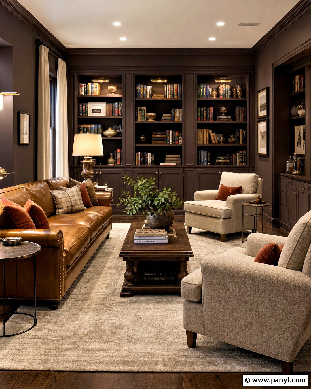 Chocolate Brown Basement Reading Room - 20 basement colors ideas