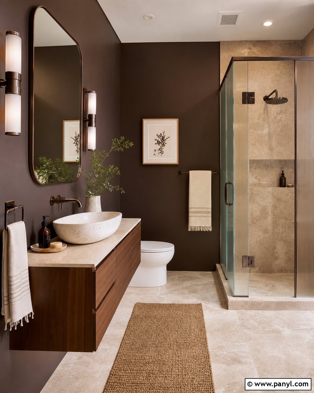 Chocolate Brown Bathroom Walls - 25 Dark Bathroom Wall Color Ideas