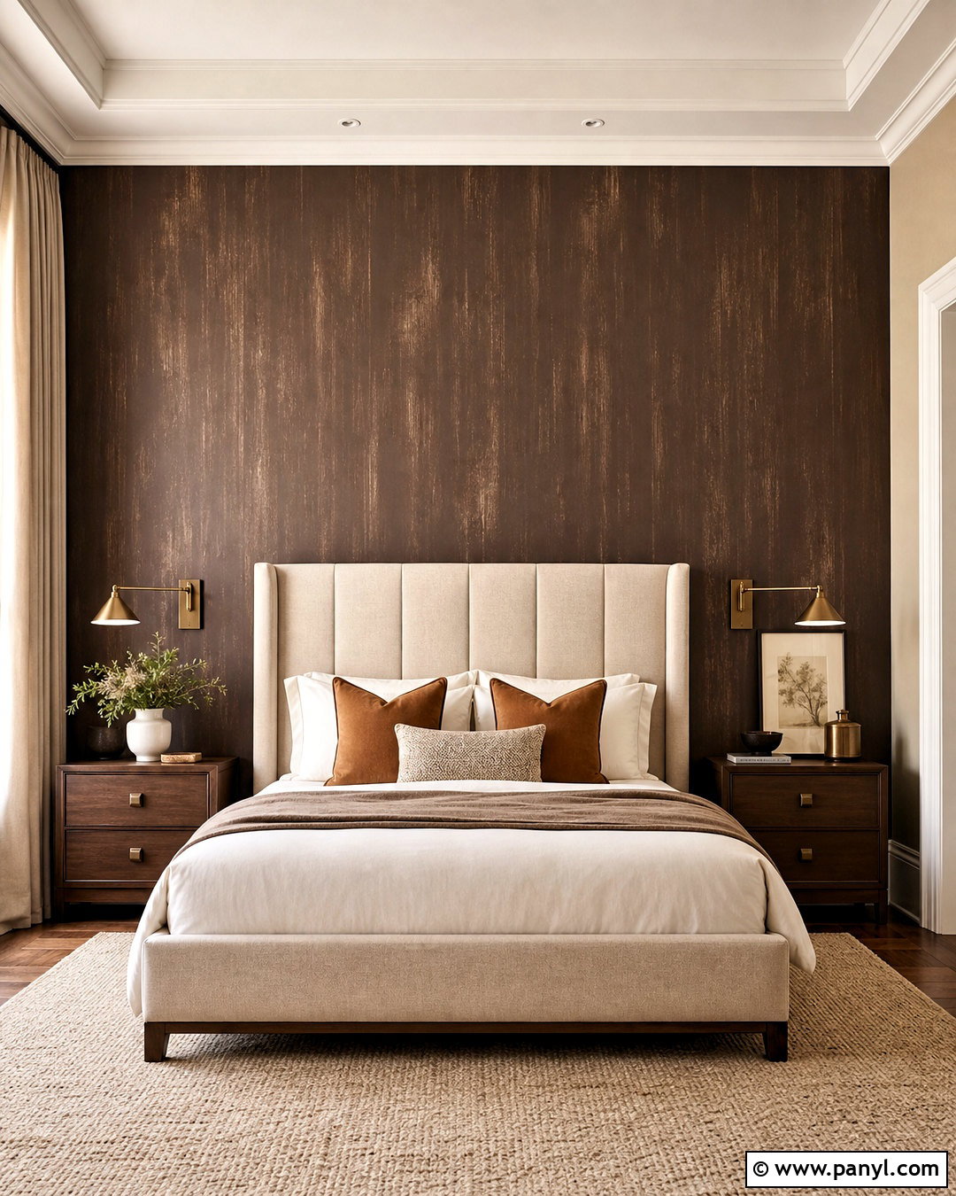 Chocolate Brown Bedroom Wall With Bronze Texture - 20 royal paint wall design for bedroom ideas