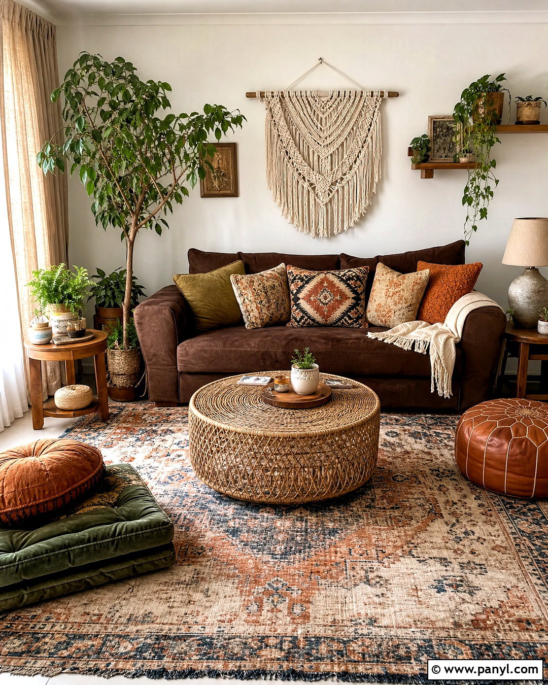 Chocolate Brown Boho Living Room - 20 chocolate brown living room ideas
