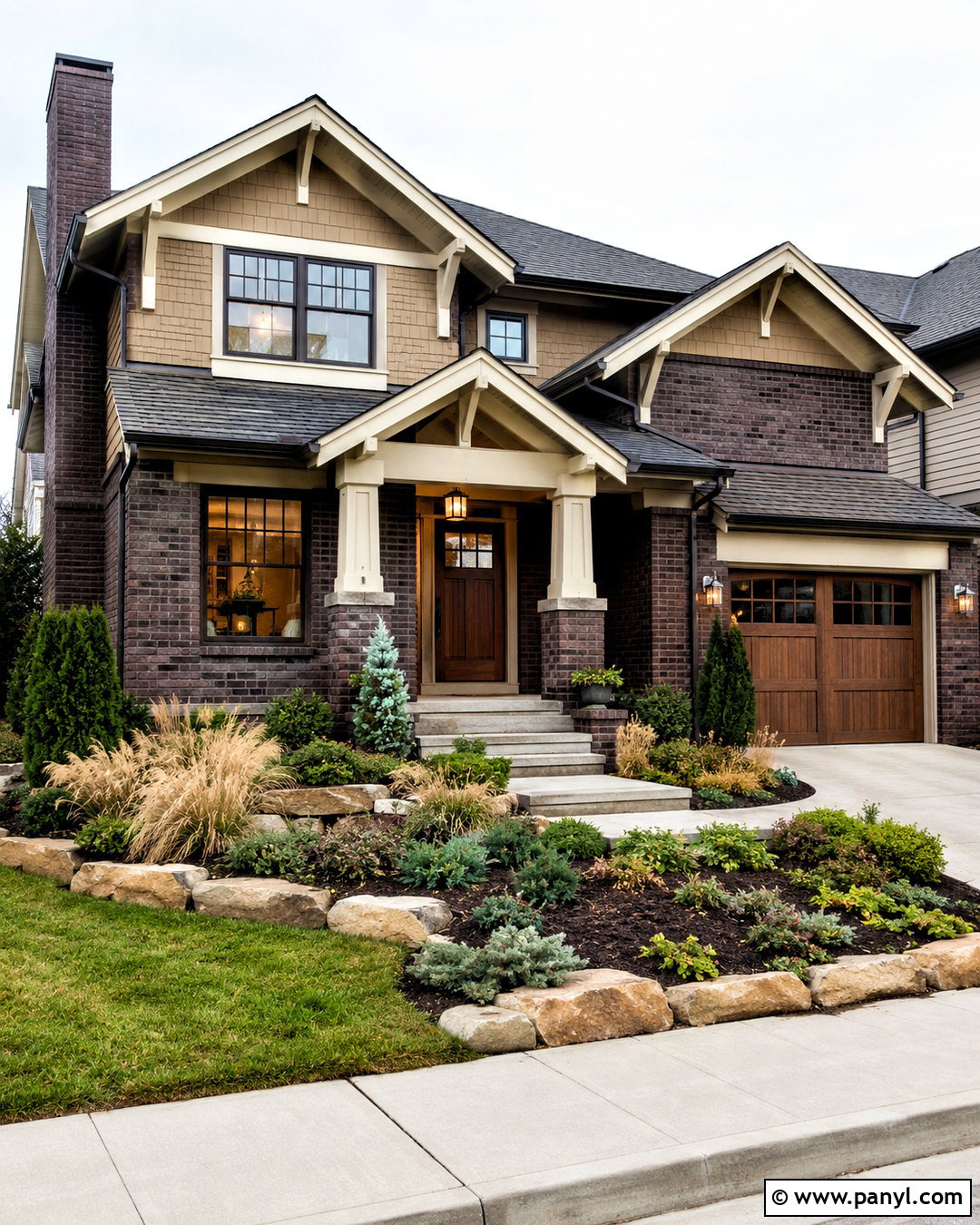Chocolate Brown Brick Stain With Beige Siding - 20 brick stain exterior before and after ideas