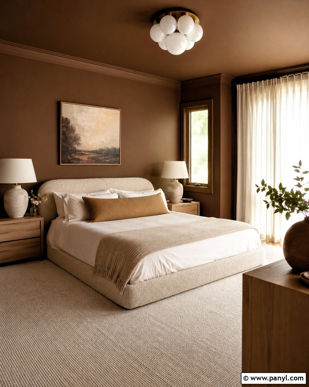 Chocolate Brown Color Drenched Bedroom - 20 chocolate brown bedroom ideas