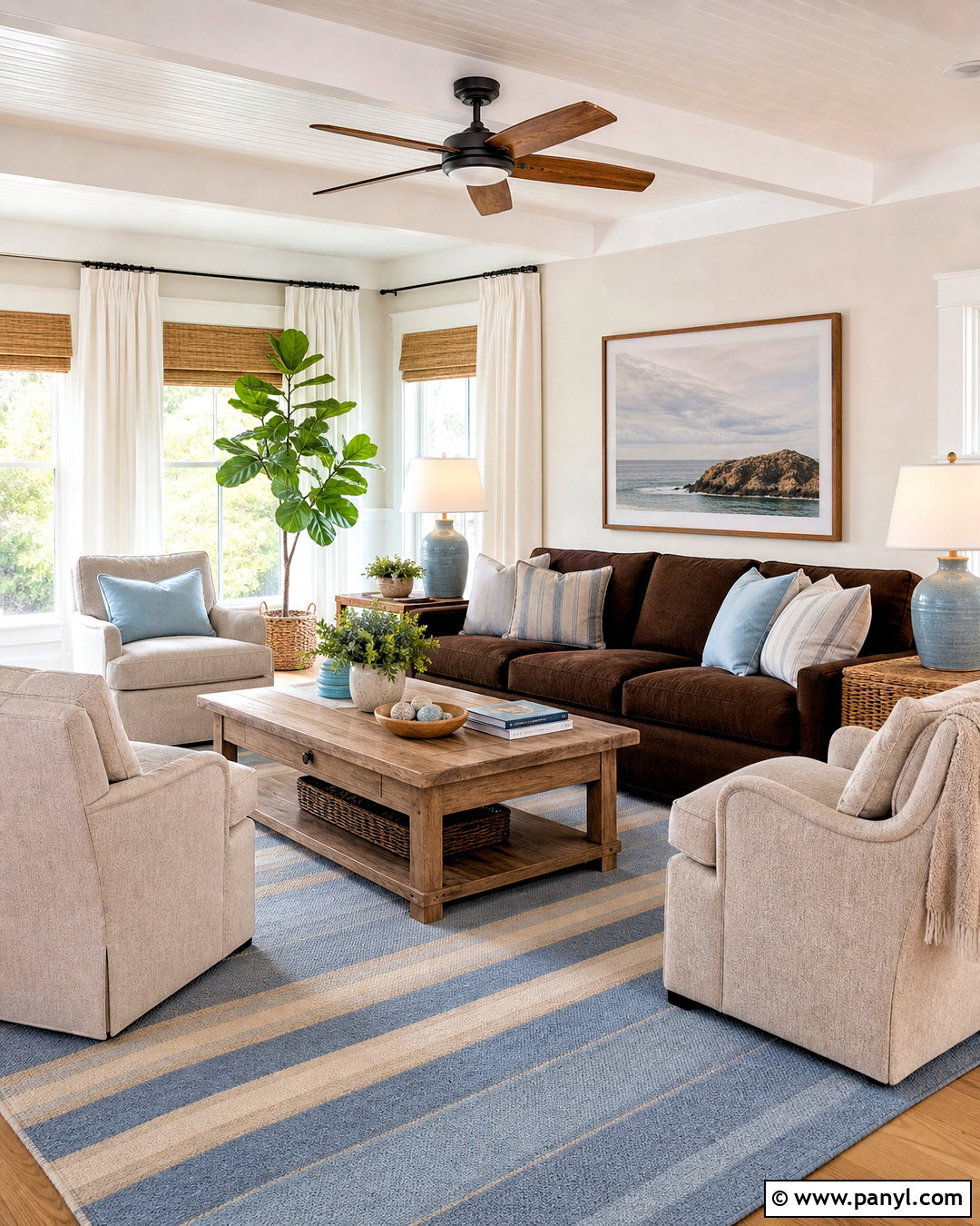 Chocolate Brown Couch Coastal Living Room - 20 chocolate brown couch living room ideas