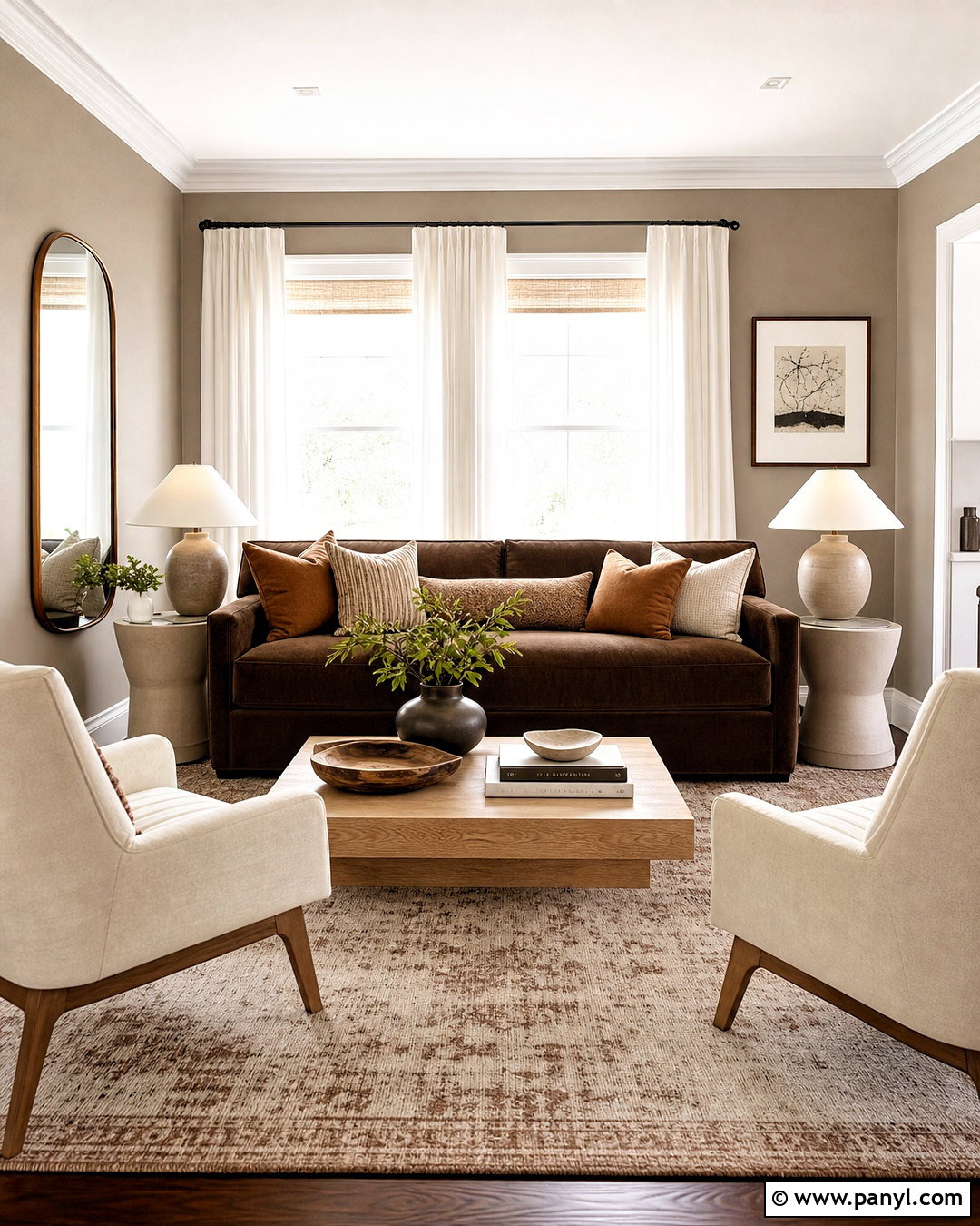 Chocolate Brown Couch With White Curtains - 20 chocolate brown couch living room ideas