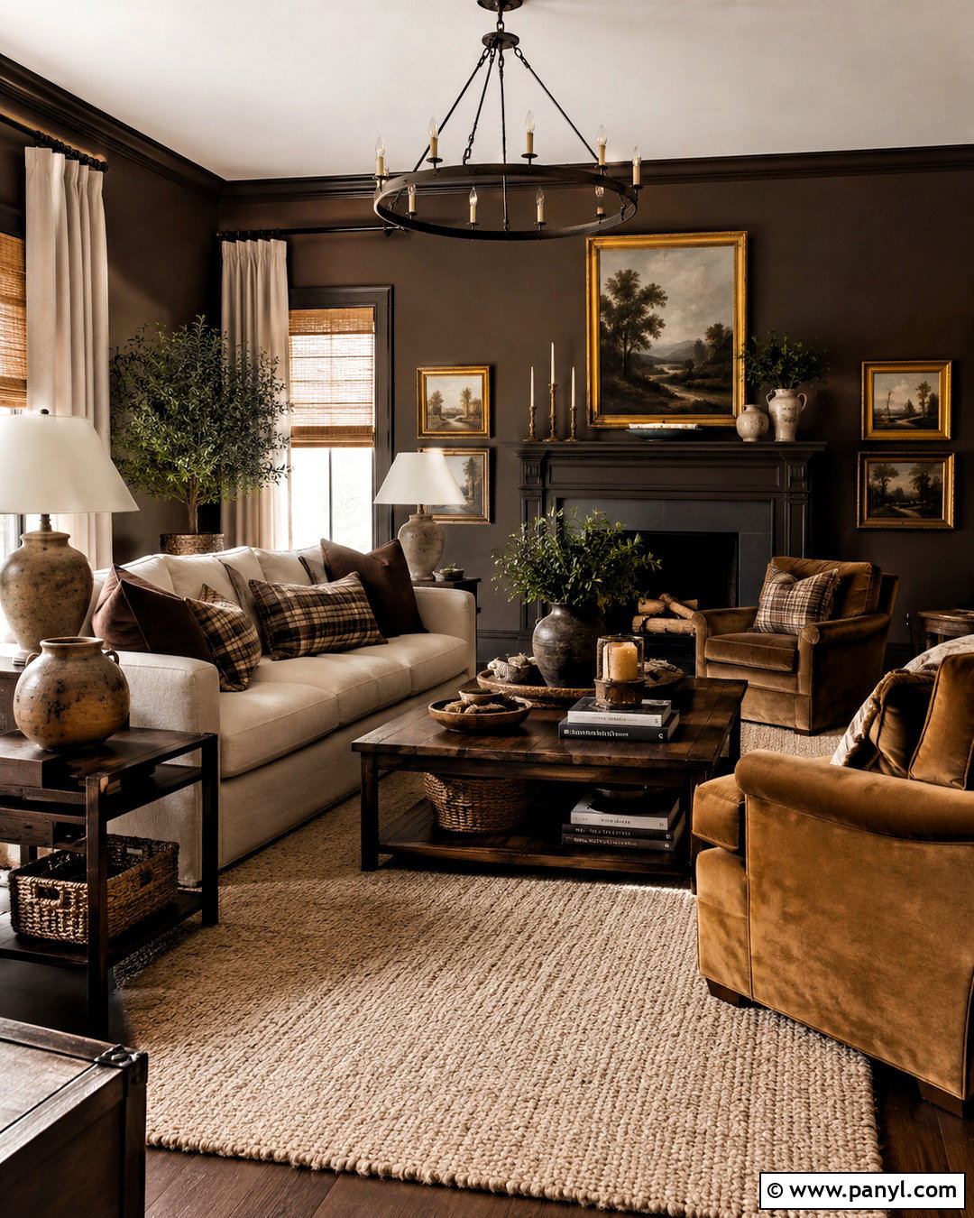 Chocolate Brown Dark Wall Living Room - 20 dark wall living room ideas
