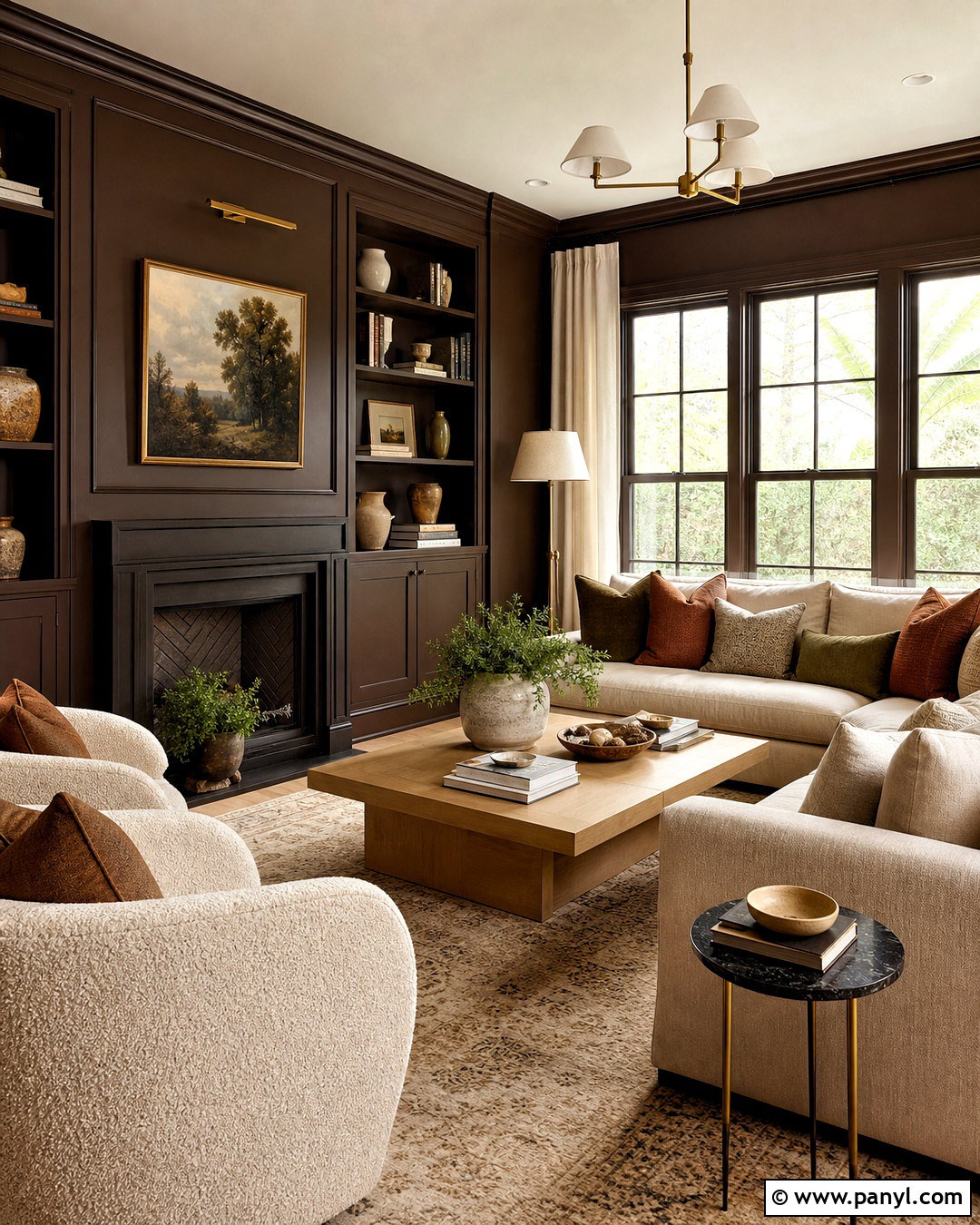 Chocolate Brown Family Room - 20 family room paint color ideas