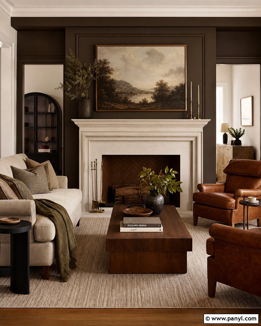 Chocolate Brown Fireplace Wall - 35 Chocolate Brown Walls