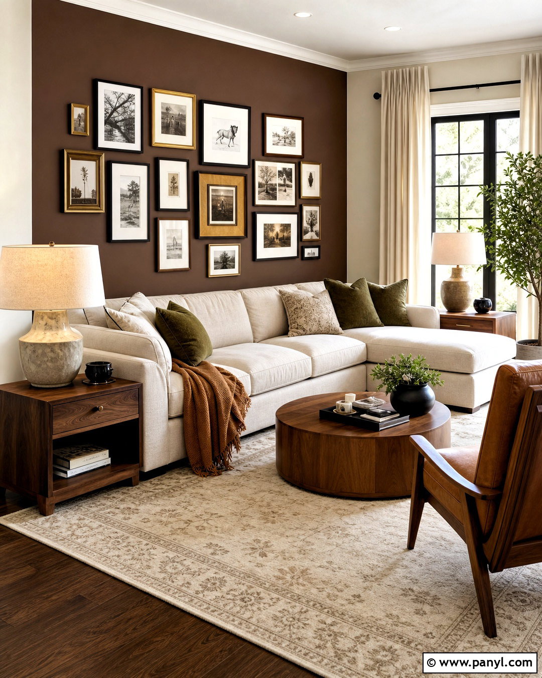 Chocolate Brown Gallery Accent Wall - 20 accent walls in living room ideas paint ideas