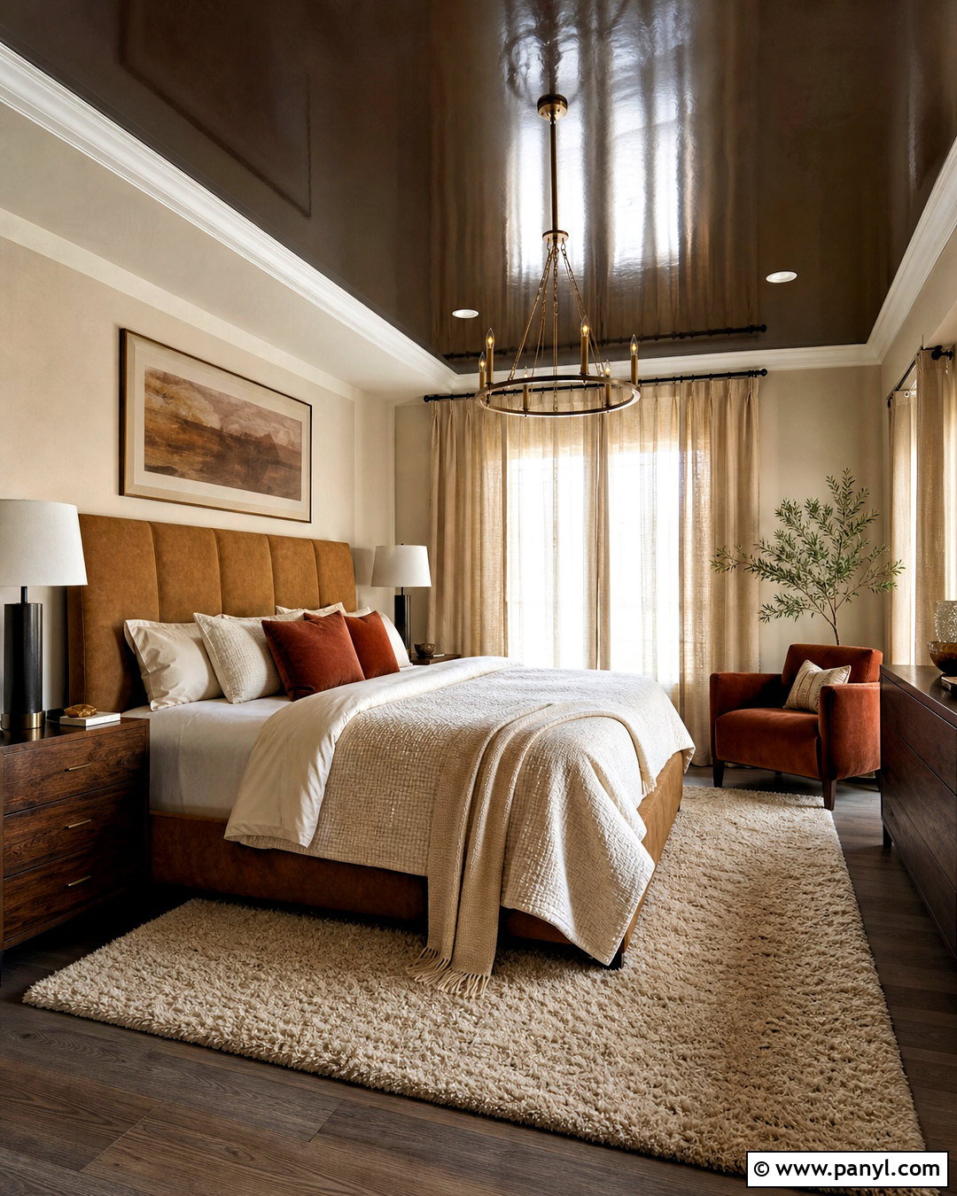 Chocolate Brown High Gloss Bedroom Ceiling - 20 high gloss ceiling ideas