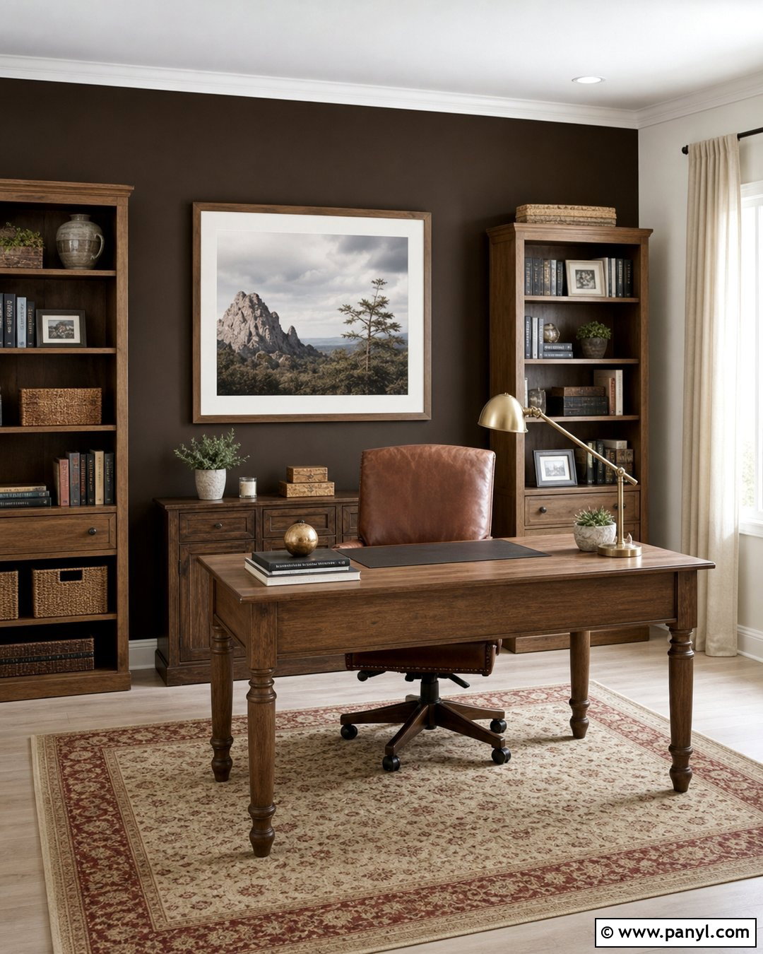Chocolate Brown Home Office Accent Wall - 25 Home Office Accent Wall Color Ideas