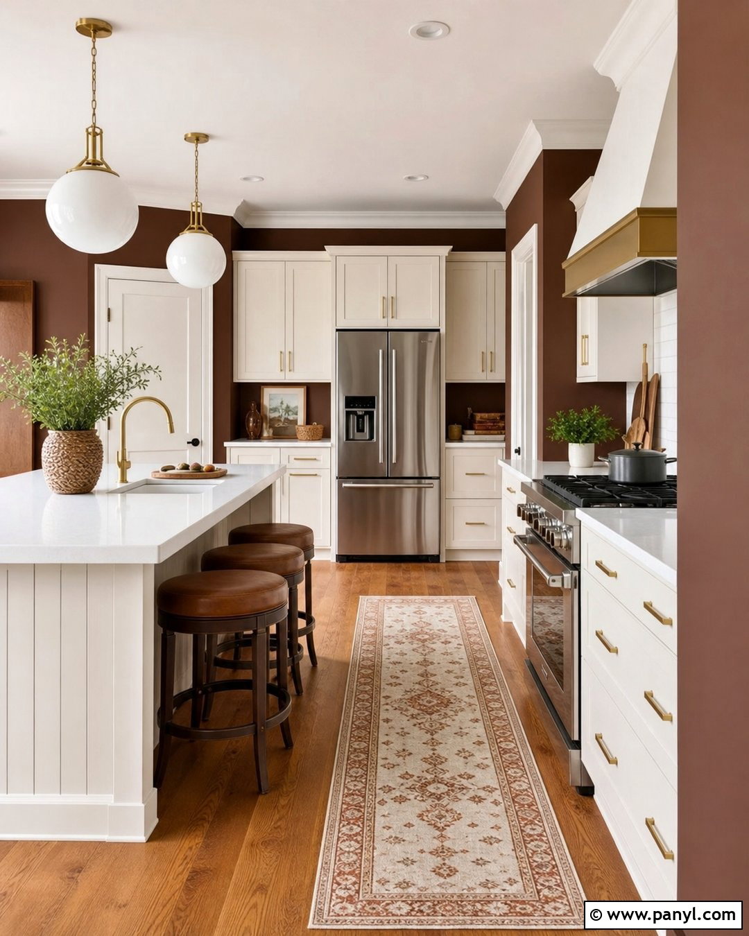 Chocolate Brown Kitchen Walls With White Cabinets - 35 Brown Kitchen Walls