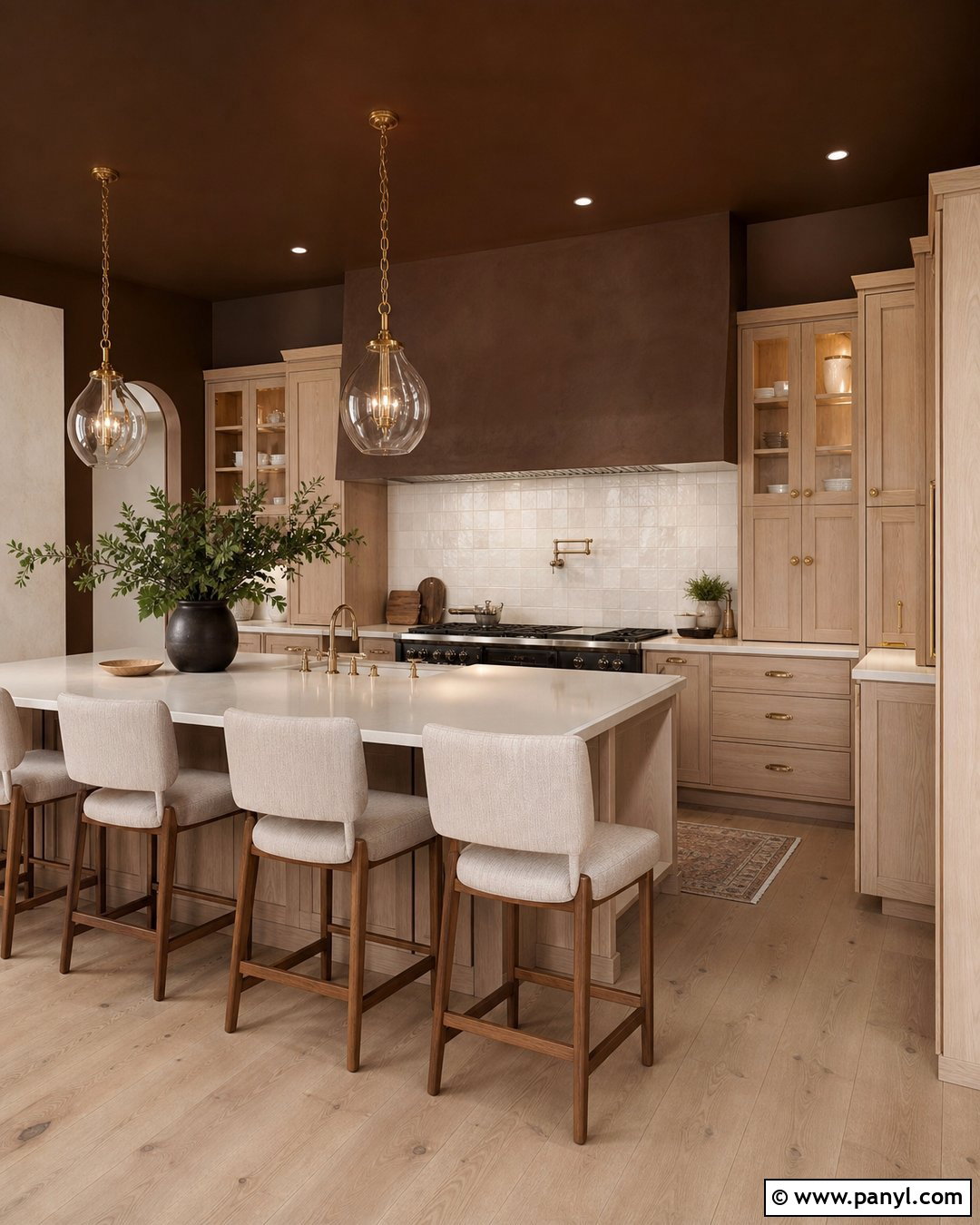 Chocolate Brown Kitchen With Wood Cabinets - 25 Kitchen Colors With Wood Cabinets