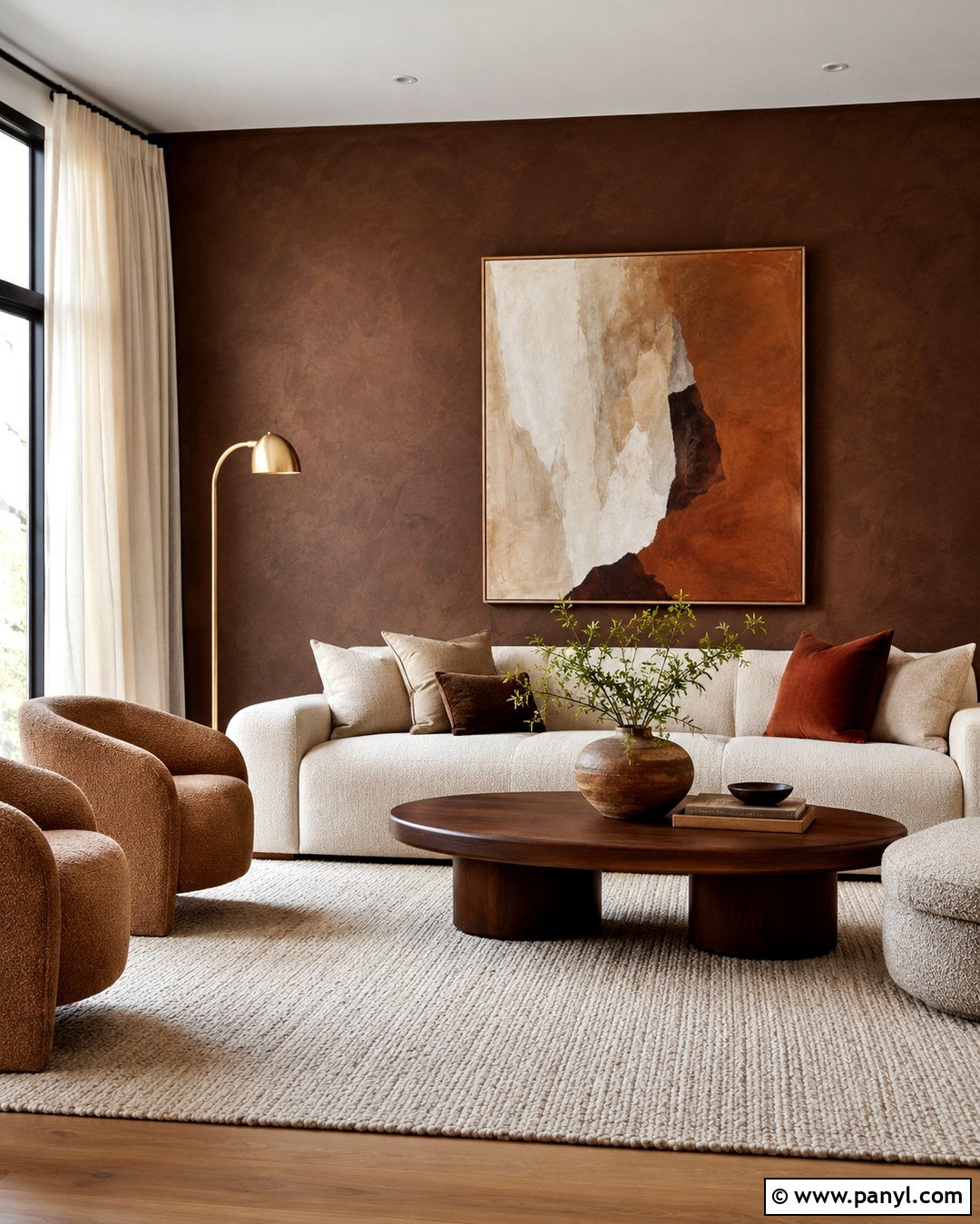 Chocolate Brown Limewash Accent Wall - 20 Limewash Paint Accent Wall Ideas