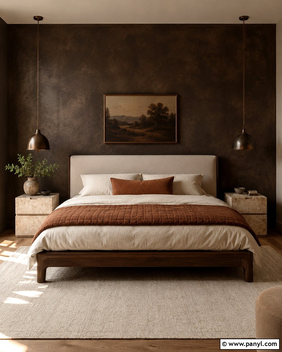 Chocolate Brown Limewash Bedroom - 20 Limewash Dark Wall Ideas