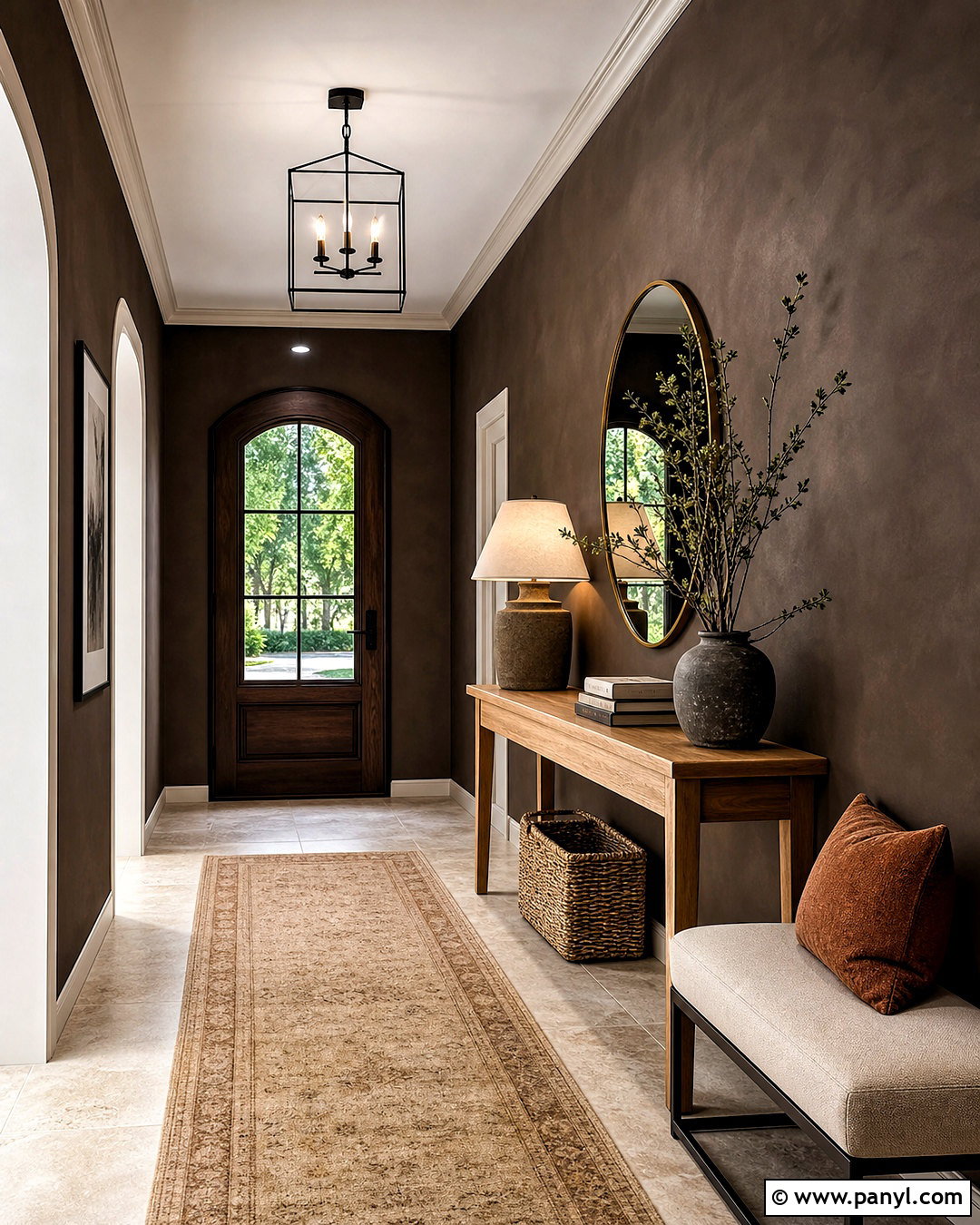 Chocolate Brown Limewash Walls In An Entryway - 20 dark limewash walls