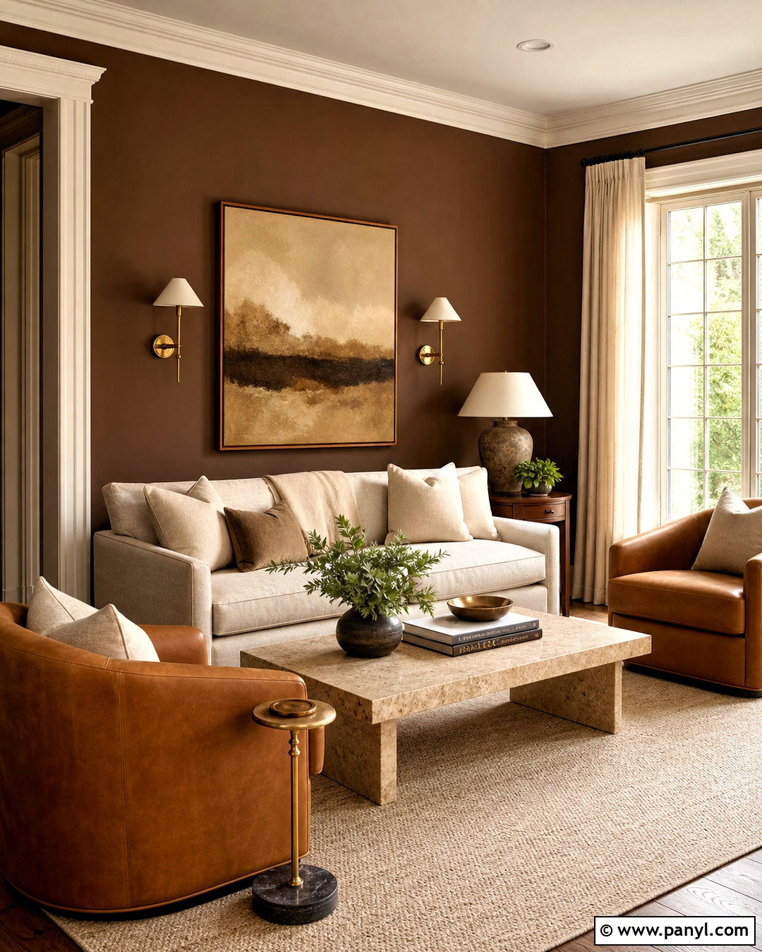 Chocolate Brown Living Room - 20 neutral living room paint color ideas