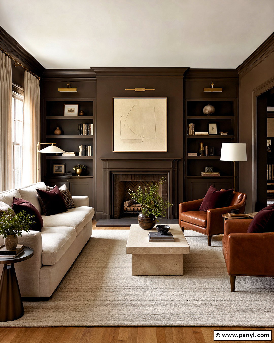 Chocolate Brown Living Room - 20 warm paint colors for living room ideas