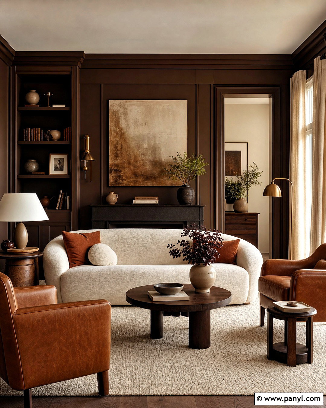Chocolate Brown Living Room - 20 modern living room paint color ideas
