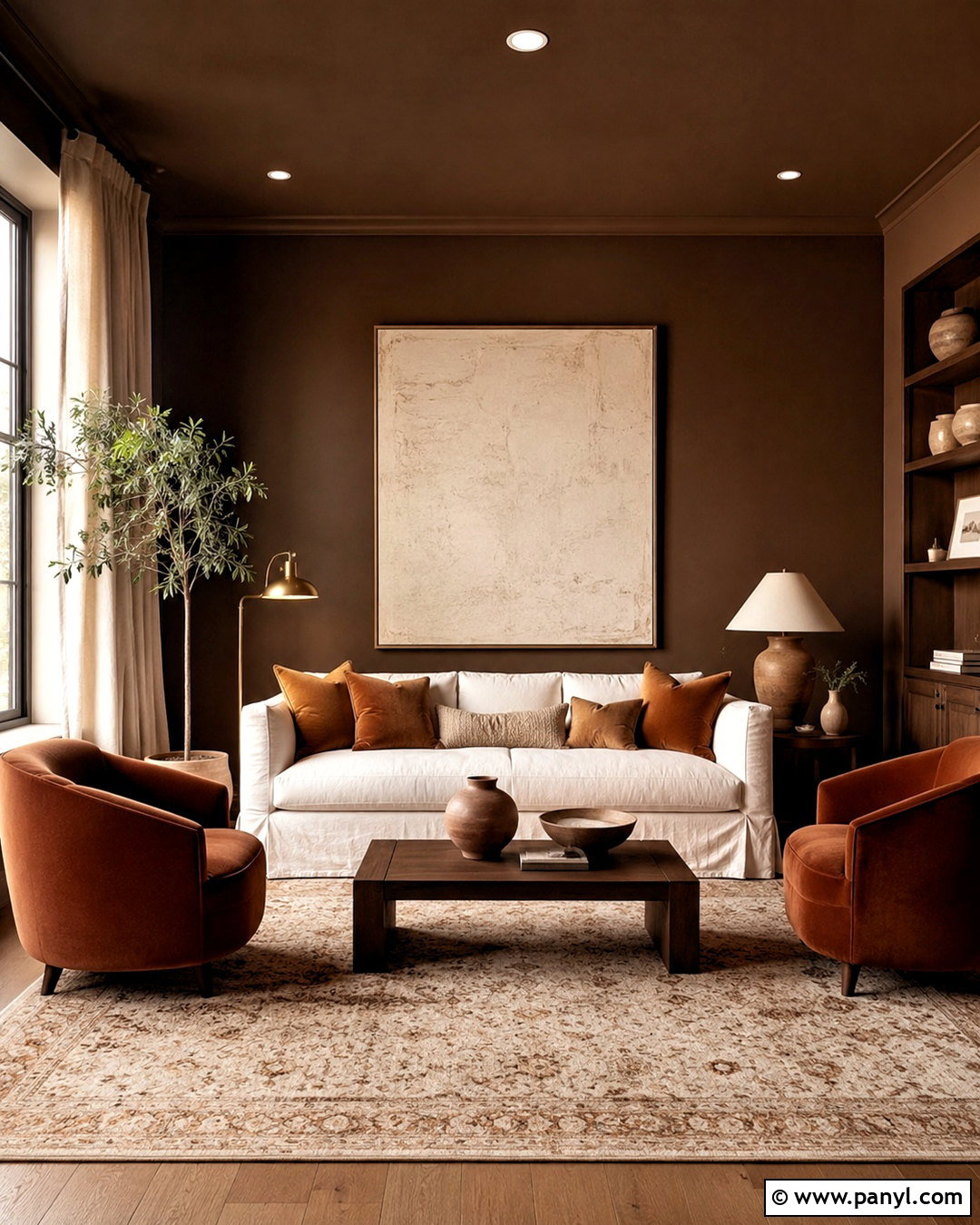 Chocolate Brown Living Room - 20 moody living room paint colors
