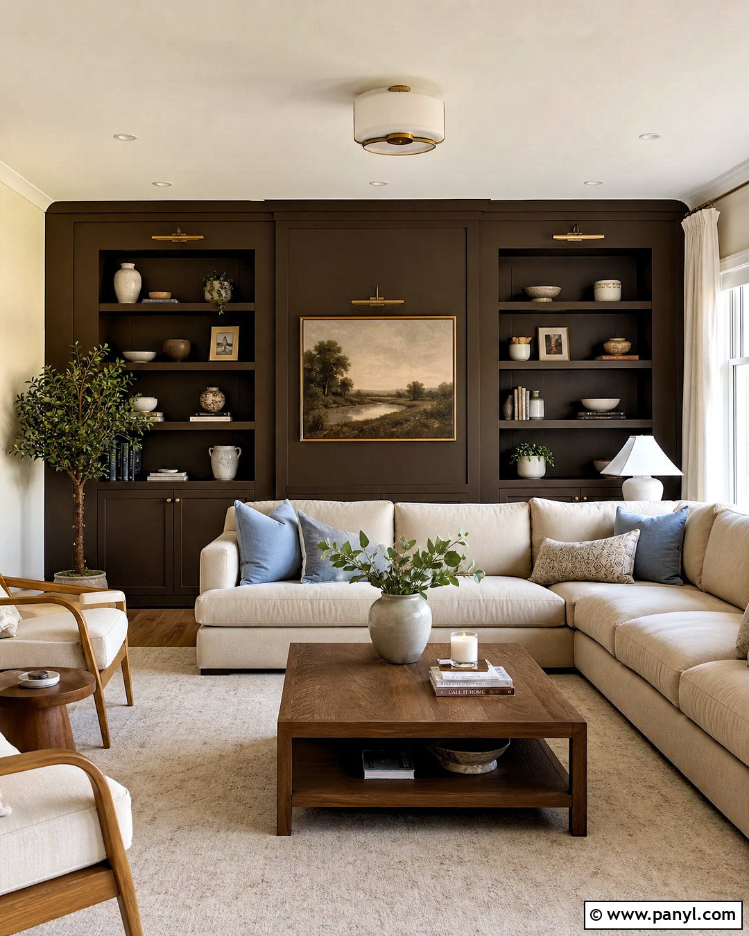 Chocolate Brown Living Room Accent Wall - 20 accent wall colors living room ideas