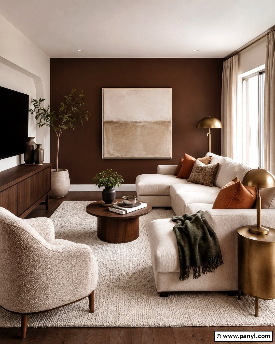 Chocolate Brown Living Room Accent Wall - 20 Dark Paint Accent Wall Ideas