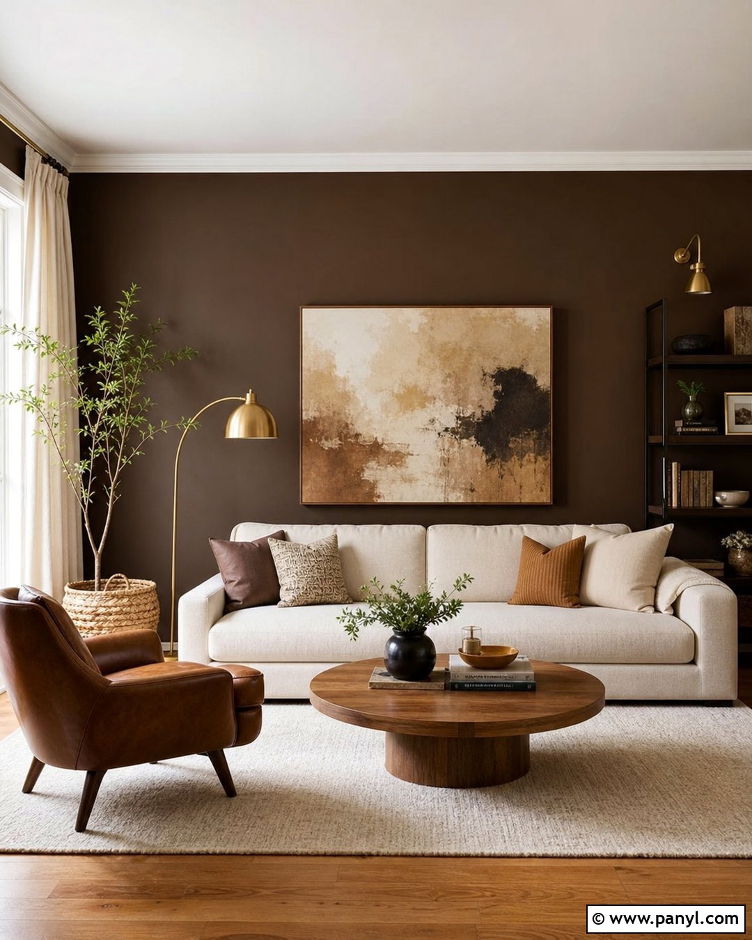 Chocolate Brown Living Room Feature Wall - 35 Brown Feature Wall Ideas