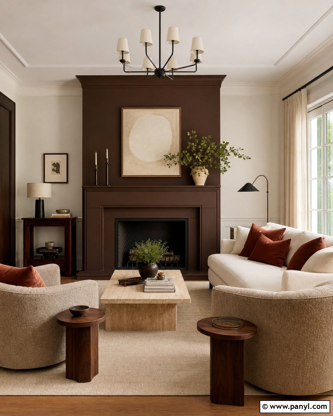 Chocolate Brown Living Room Painted Wall - 20 Room One Wall Painted Ideas