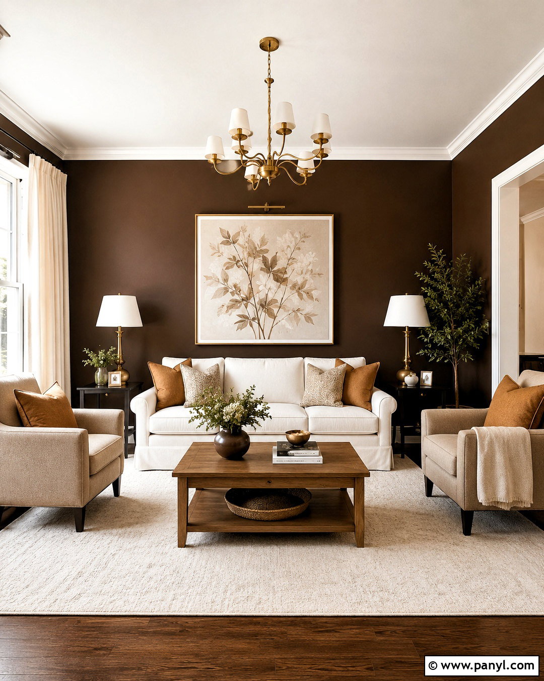 Chocolate Brown Living Room Walls With Cream Furniture - 20 brown living room walls