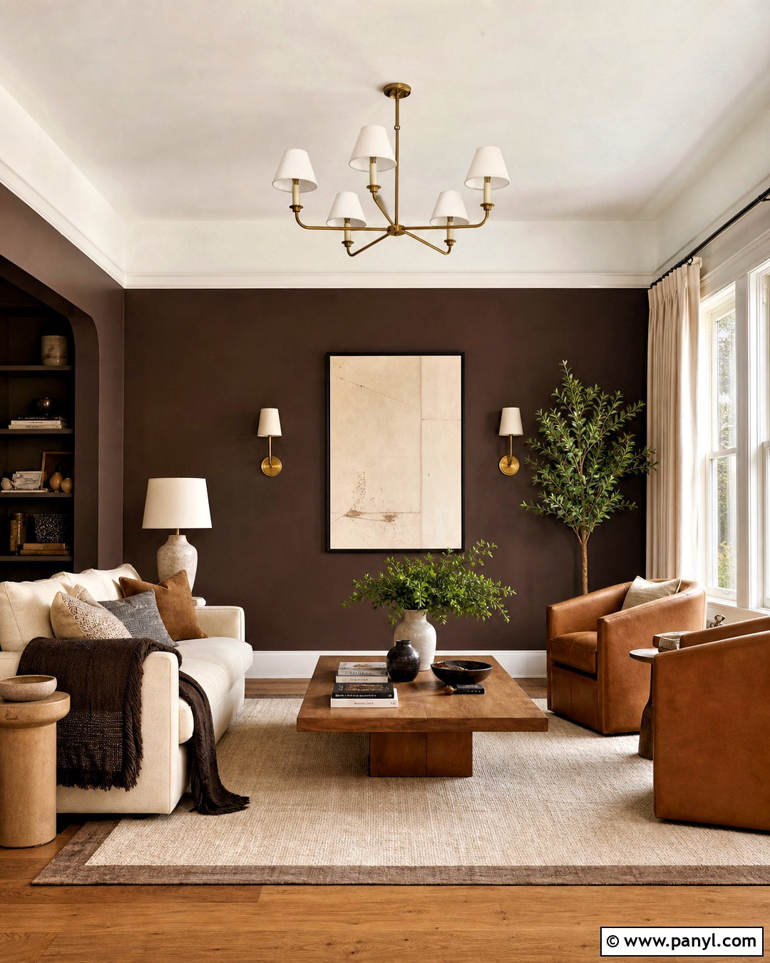 Chocolate Brown Living Room With Accent Wall - 20 chocolate brown living room ideas