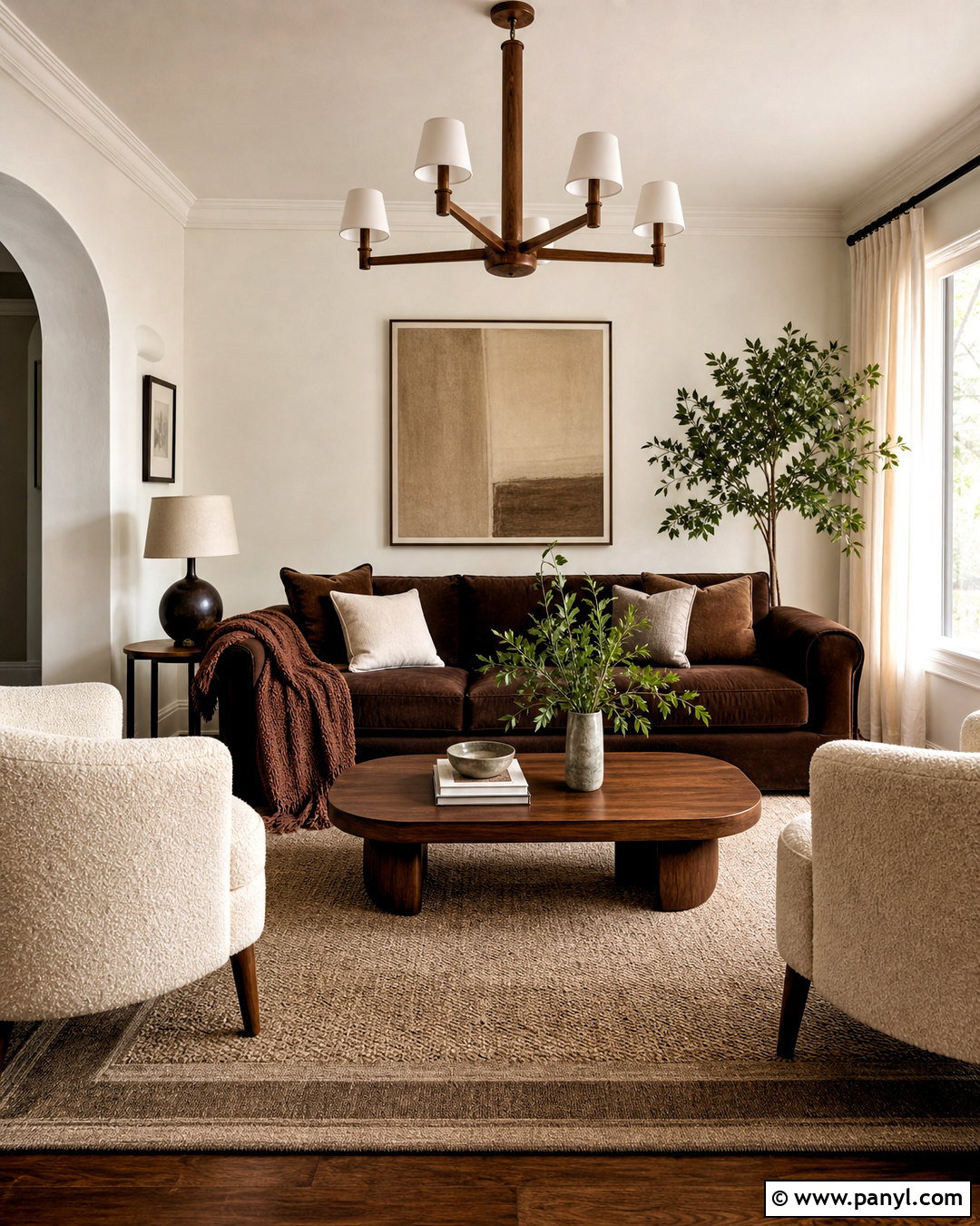 Chocolate Brown Living Room With Cream Walls - 20 warm brown living room ideas