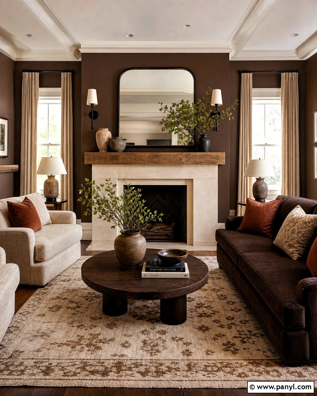 Chocolate Brown Living Room With Fireplace - 20 chocolate brown living room ideas