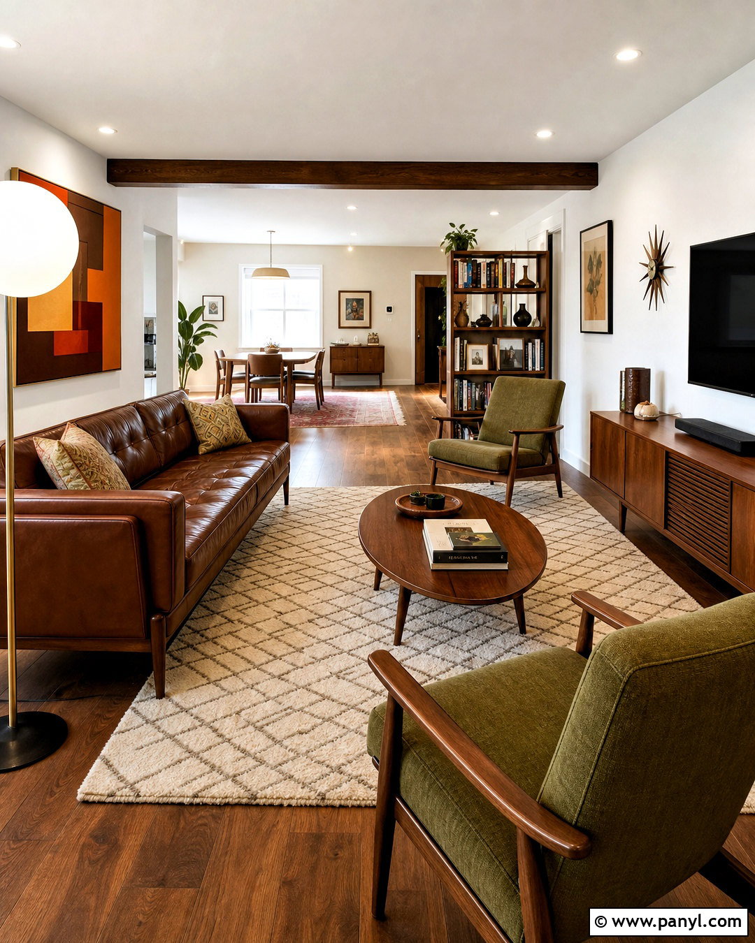 Chocolate Brown Midcentury Living Room - 20 chocolate brown living room ideas