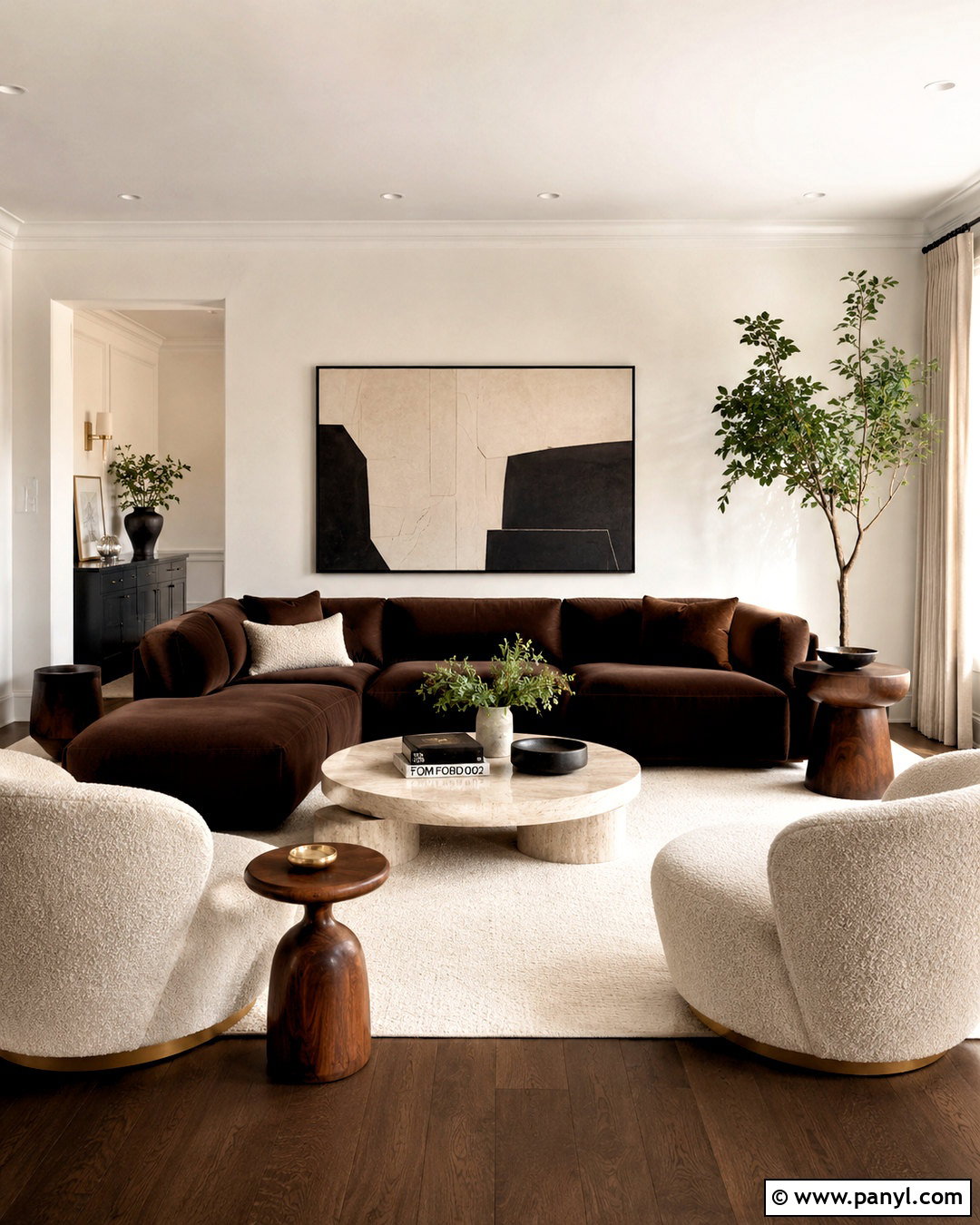Chocolate Brown Modern Living Room - 20 brown interior design living room ideas