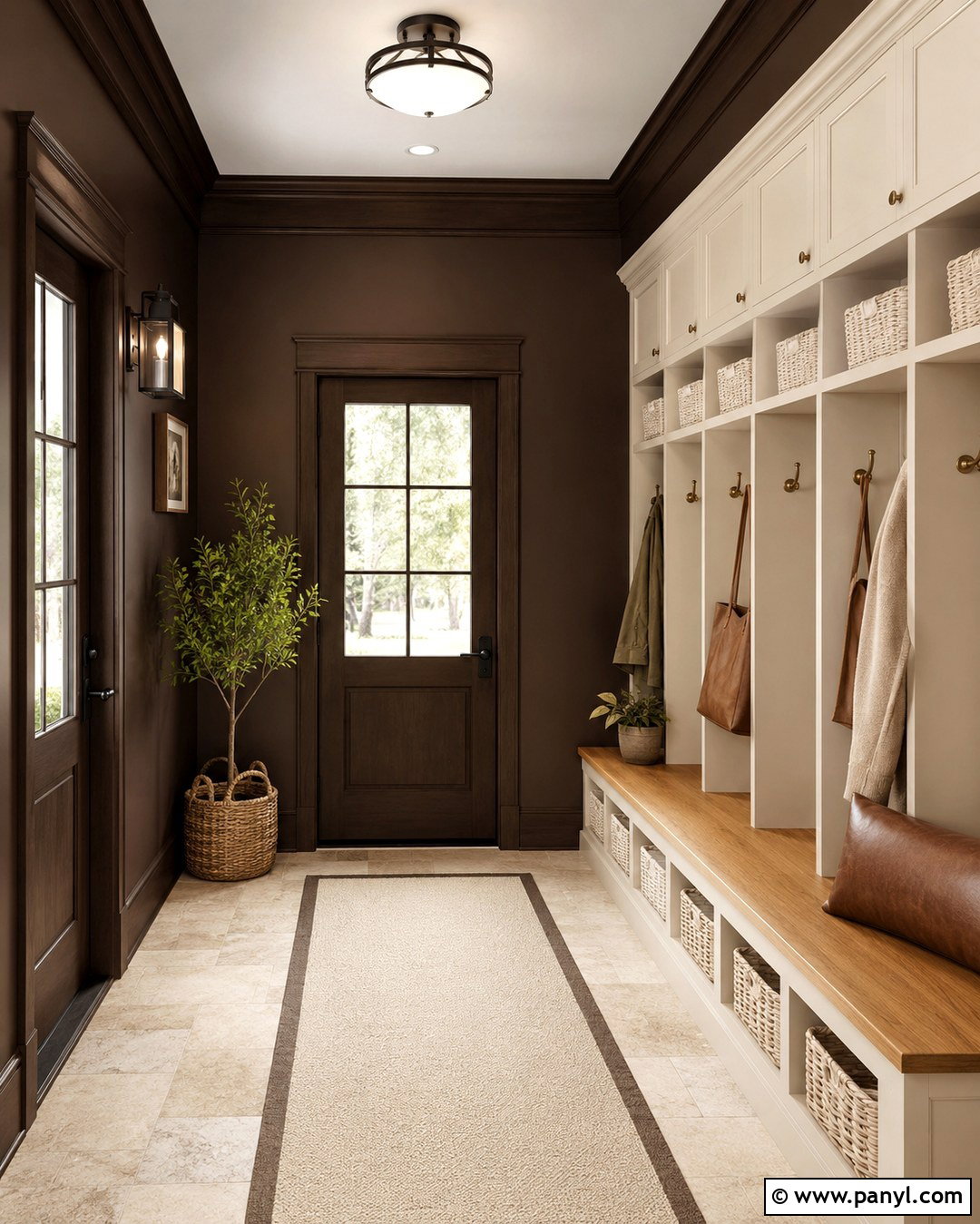 Chocolate Brown Mudroom Walls - 20 Dark Mudroom Wall Colors