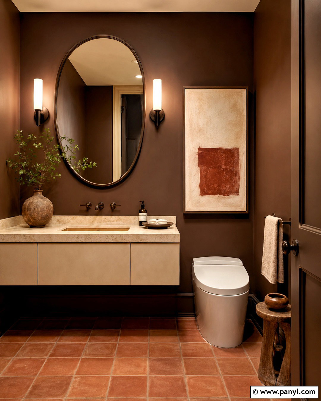 Chocolate Brown Powder Room - 20 powder room paint colors